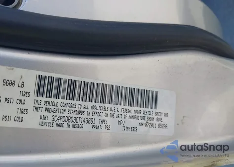 2012 Dodge Journey Sxt from USA, damaged, VIN 3C4PDDBG3CT143861